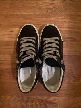Dolce Vita Black Glitter Low-Top Sneakers with White Soles